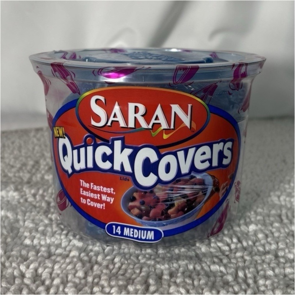 Saran Quick Covers Lids 14 Medium Blue Plastic 14-1/8 inch‎ diameter